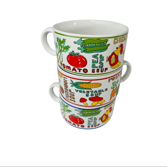 Vintage 70s 3- Large Vegetable Soup Mugs w/Handle - Picture 15 of 16